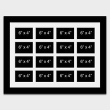 Load image into Gallery viewer, Large Multi Photo Picture Frame to Hold 16 6&quot;x4&quot; Photos in a 33mm Black Wood Frame - Multi Photo Frames
