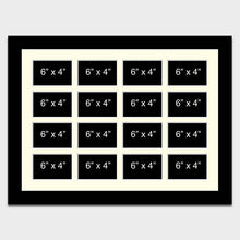 Load image into Gallery viewer, Large Multi Photo Picture Frame to Hold 16 6&quot;x4&quot; Photos in a 33mm Black Wood Frame - Multi Photo Frames
