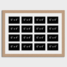 Load image into Gallery viewer, Large multi photo picture frame to Hold 16 6&quot;x4&quot; photos in an 30mm Oak veneer frame - Multi Photo Frames
