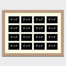 Load image into Gallery viewer, Large multi photo picture frame to Hold 16 6&quot;x4&quot; photos in an 30mm Oak veneer frame - Multi Photo Frames
