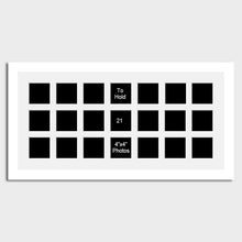 Load image into Gallery viewer, Large Multi Photo Picture Frame to hold 21 4&quot;x4&quot; photos in a 33mm Wide White Frame - Multi Photo Frames
