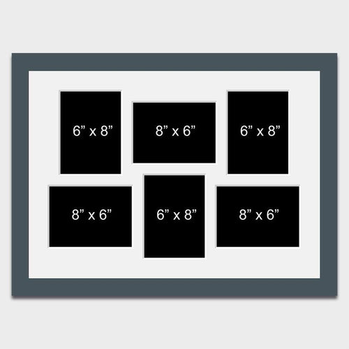 Large Multi Photo Picture Frame to Hold 6 8x6 Photos in a 40mm Dark Grey Frame - Multi Photo Frames