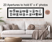 Load image into Gallery viewer, Large Panoramic Multi Photo Picture Frame - Holds 20 photos in a Black Frame - Multi Photo Frames
