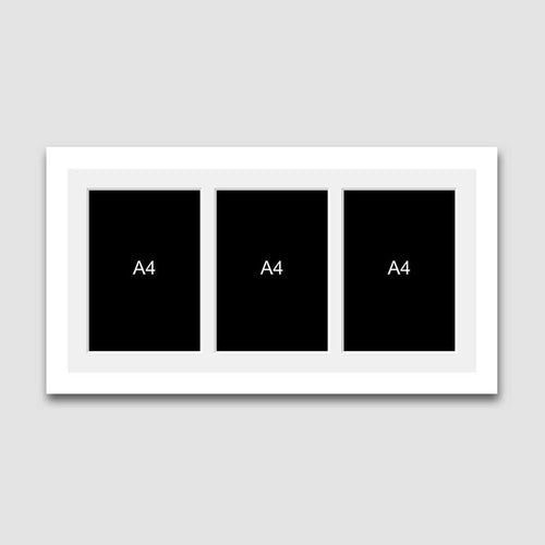 Mulit-Photo Frame to hold 3 A4 certificates/photos in a White Wood Frame - Multi Photo Frames