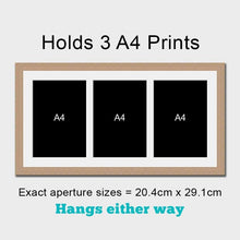 Load image into Gallery viewer, Mulit-Photo Frame to hold 3 A4 photos/certificates in an Oak Veneer Frame - Multi Photo Frames
