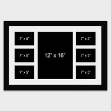 Load image into Gallery viewer, Multi Aperture Photo Frame Holds 6 7&quot;x5&quot; and 1 12&quot;x16&quot; photo in a 33mm Black Frame - Multi Photo Frames
