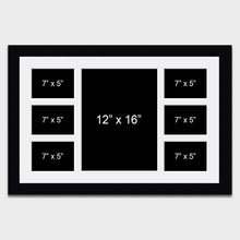 Load image into Gallery viewer, Multi Aperture Photo Frame Holds 6 7&quot;x5&quot; and 1 12&quot;x16&quot; photo in a 33mm Black Frame - Multi Photo Frames
