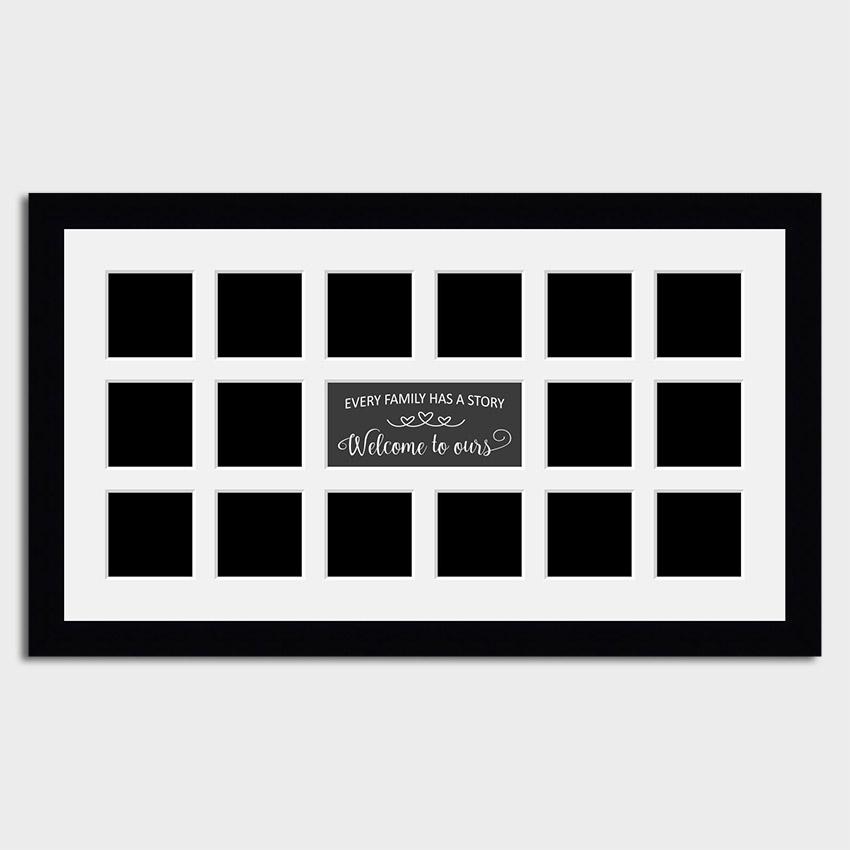Multi Photo Family Frame Holds 16 Instagram Size Photos in a 33mm Black Frame - Multi Photo Frames