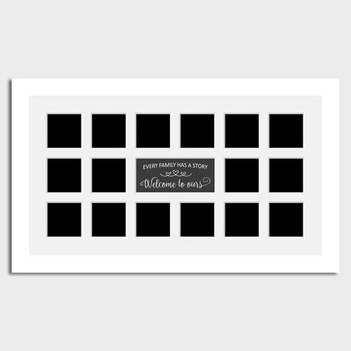 Multi Photo Family Picture Frame Holds 16 Instagram 4x4 Photos in 33mm White Wood Frame - Multi Photo Frames