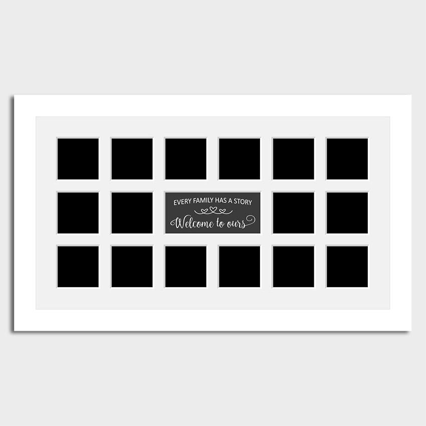 Multi Photo Family Picture Frame Holds 16 Instagram 4x4 Photos in 33mm White Wood Frame - Multi Photo Frames