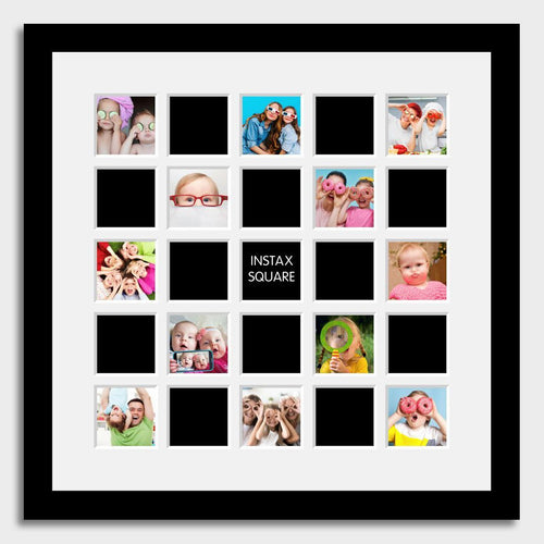 Multi Photo Frame 25 Apertures For Instax Square Photos in a Black Frame - Multi Photo Frames