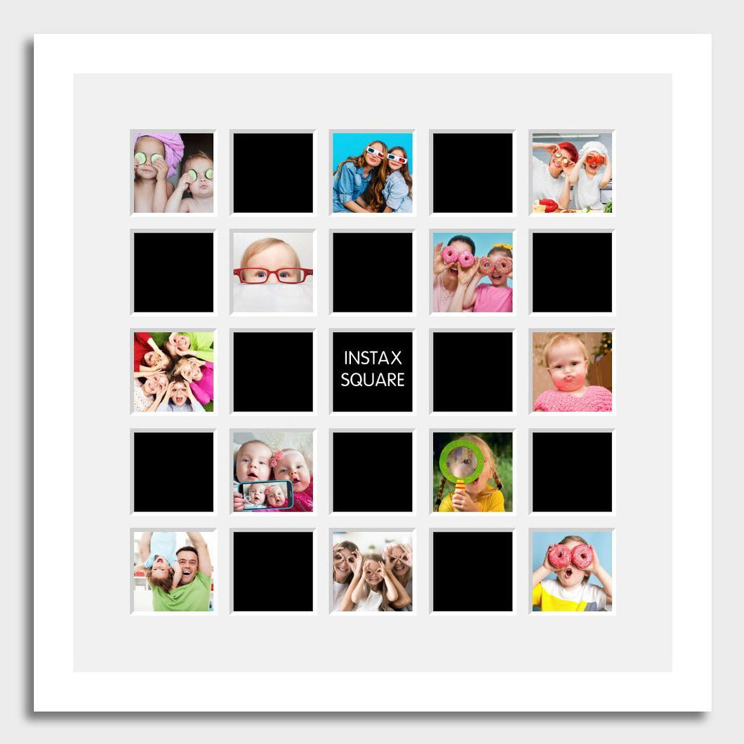 Multi Photo Frame 25 Apertures For Instax Square Photos in a White Frame - Multi Photo Frames