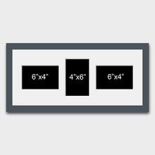 Load image into Gallery viewer, Multi Photo Frame 3 apertures to Hold 6&quot; x 4&quot; photos in a grey frame - Multi Photo Frames
