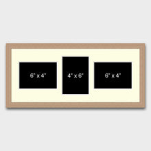 Load image into Gallery viewer, Multi Photo Frame 3 apertures to Hold 6&quot; x 4&quot; photos in an Oak Veneer Frame - Multi Photo Frames
