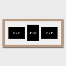 Load image into Gallery viewer, Multi Photo Frame 3 apertures to Hold 6&quot; x 4&quot; photos in an Oak Veneer Frame - Multi Photo Frames
