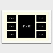 Load image into Gallery viewer, Multi Photo Frame - 7 Apertures to Hold 6 7&quot;x5&quot; and 1 12&quot;x16&quot; Photo Sizes - Multi Photo Frames
