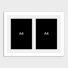Load image into Gallery viewer, Multi-Photo Frame Holds 2 A4 Certificates/Photos in a White Wood Frame - Multi Photo Frames
