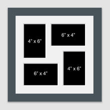 Load image into Gallery viewer, Multi Photo Frame - Holds 4 6&quot; x 4&quot; photos in a Grey Frame - Multi Photo Frames
