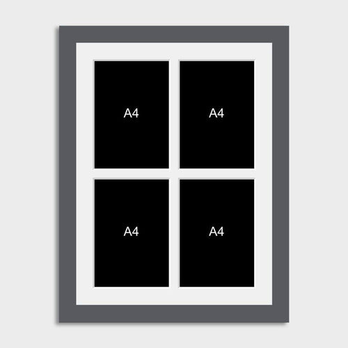 Multi Photo Frame Holds 4 A4 Certificates/Photos in a Grey Frame - Multi Photo Frames