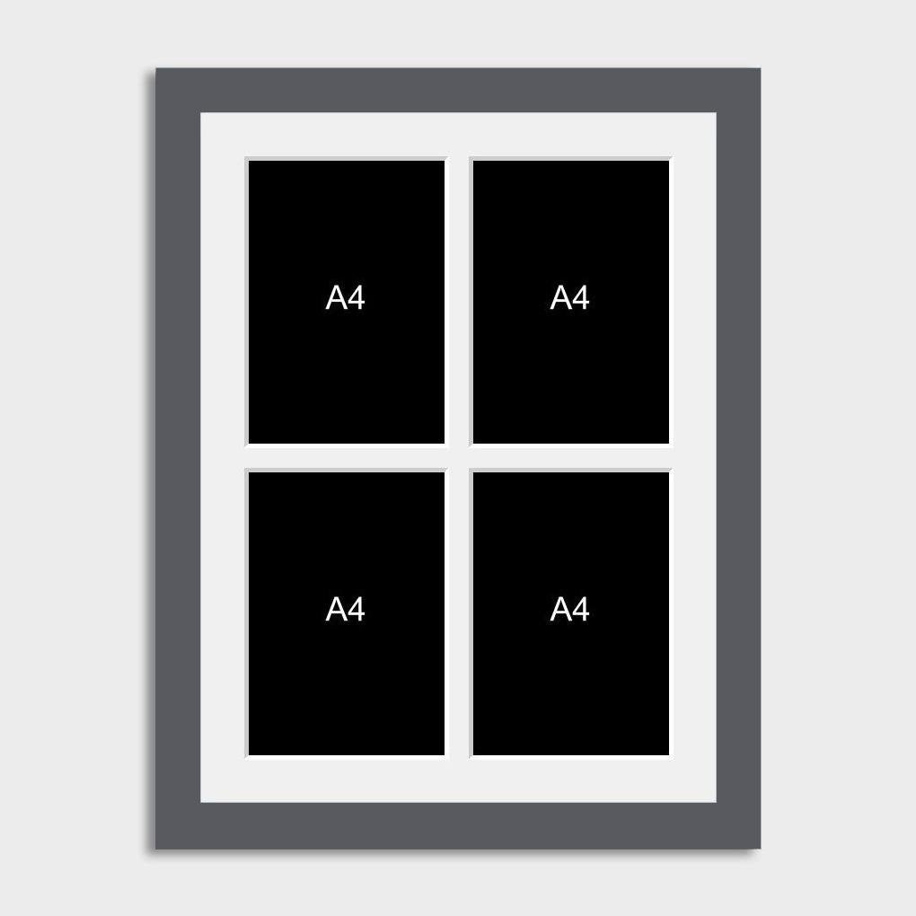 Multi Photo Frame Holds 4 A4 Certificates/Photos in a Grey Frame - Multi Photo Frames