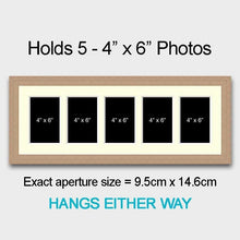 Load image into Gallery viewer, Multi Photo Frame Holds 5 6&quot;x4&quot; Photos in a 20mm Oak Veneer Frame - Multi Photo Frames
