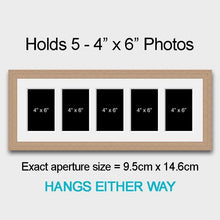Load image into Gallery viewer, Multi Photo Frame Holds 5 6&quot;x4&quot; Photos in a 20mm Oak Veneer Frame - Multi Photo Frames

