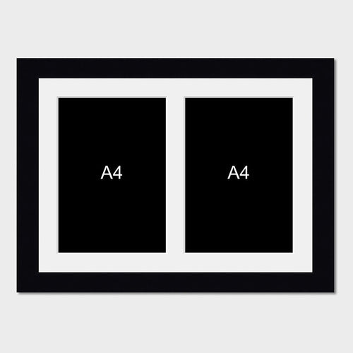 Multi-Photo Frame to hold 2 A4 Certificates/Prints in a Black Wooden Frame - Multi Photo Frames
