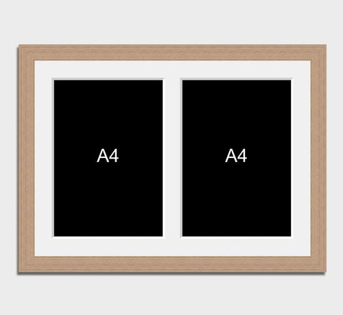 Multi-Photo Frame to hold 2 A4 Photos/Certificates in an Oak Veneer Frame - Multi Photo Frames