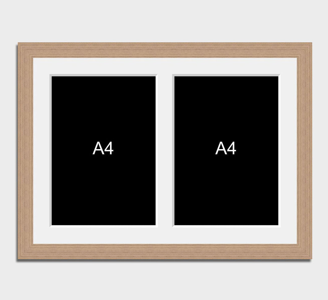 Multi-Photo Frame to hold 2 A4 Photos/Certificates in an Oak Veneer Frame - Multi Photo Frames