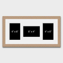 Load image into Gallery viewer, Multi Photo Frame to hold 3 4&quot; x 6&quot; Mixed Photos in an Oak Veneer Frame - Multi Photo Frames
