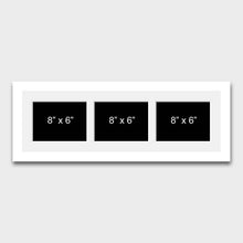 Load image into Gallery viewer, Multi Photo Frame to hold 3 8&quot; x 6&quot; photos in a White Wood Frame - Multi Photo Frames
