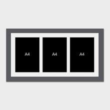 Load image into Gallery viewer, Multi-Photo Frame to hold 3 A4 certificates/photos in a Grey Wooden Frame - Multi Photo Frames
