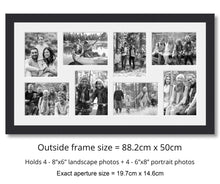 Load image into Gallery viewer, Multi Photo Frame to Hold 8 - 8&quot;x6&quot; photos in a Black Wood Frame - Multi Photo Frames
