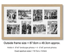 Load image into Gallery viewer, Multi Photo Frame to Hold 8 - 8&quot;x6&quot; photos in an Oak Veneer Wood Frame - Multi Photo Frames
