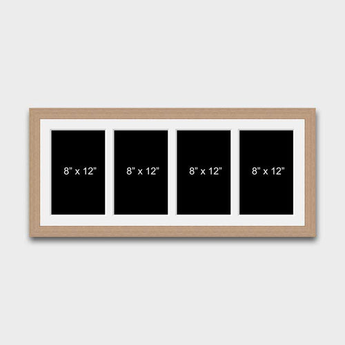Multi Photo Frame with 4 Apertures for 8x12 Photos in an Oak Veneer Frame - Multi Photo Frames