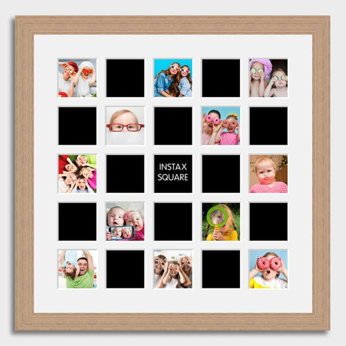 Multi Photo Frames 25 Apertures for Instax Square Photos in an Oak Veneer Frame - Multi Photo Frames