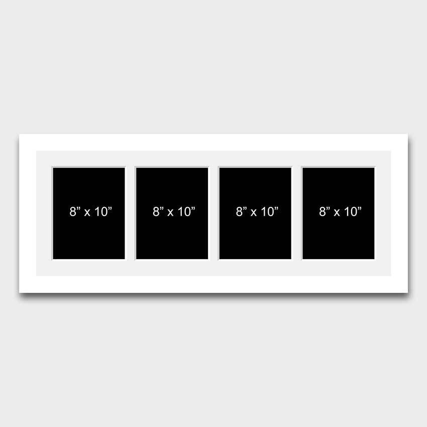Multi Photo Picture Frame 4 Apertures 10x8 photos in a 33mm White Wood Frame - Multi Photo Frames
