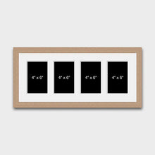 Load image into Gallery viewer, Multi Photo Picture Frame | 4 Apertures 6x4 Photos in a 20mm Oak Veneer Frame - Multi Photo Frames
