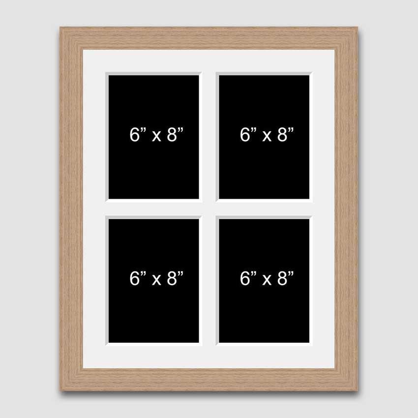 Multi Photo Picture Frame 4 Apertures 6x8 photos 20mm Oak Veneer Frame - Multi Photo Frames