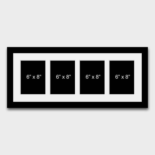 Multi Photo Picture Frame | 4 Apertures 6x8 Photos in a 22mm Black Frame - Multi Photo Frames