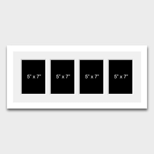 Multi Photo Picture Frame | 4 Apertures 7x5 Photos in a 22mm White Wood Frame - Multi Photo Frames