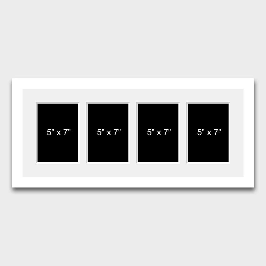Multi Photo Picture Frame | 4 Apertures 7x5 Photos in a 22mm White Wood Frame - Multi Photo Frames
