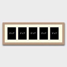 Load image into Gallery viewer, Multi Photo Picture Frame 5 Apertures to Hold 7x5 Photos in a 20mm Oak Veneer Frame - Multi Photo Frames
