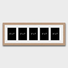 Load image into Gallery viewer, Multi Photo Picture Frame 5 Apertures to Hold 7x5 Photos in a 20mm Oak Veneer Frame - Multi Photo Frames
