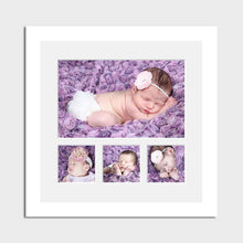 Load image into Gallery viewer, Multi Photo Picture Frame | Holds 1 16&quot;x10&quot; and 3 5&quot;x5&quot; Photos in a 33mm White Wood Frame - Multi Photo Frames
