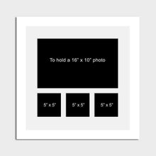 Load image into Gallery viewer, Multi Photo Picture Frame | Holds 1 16&quot;x10&quot; and 3 5&quot;x5&quot; Photos in a 33mm White Wood Frame - Multi Photo Frames
