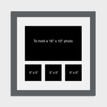 Load image into Gallery viewer, Multi Photo Picture Frame | Holds 1 16&quot;x10&quot; and 5x5 Photos in a Dark Grey Frame - Multi Photo Frames
