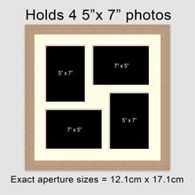 Load image into Gallery viewer, Multi Photo Picture Frame Holds 4 5&quot;x7&quot; Photos in an Oak Veneer Frame - Multi Photo Frames
