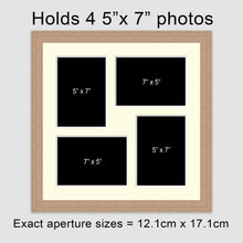 Load image into Gallery viewer, Multi Photo Picture Frame Holds 4 5&quot;x7&quot; Photos in an Oak Veneer Frame - Multi Photo Frames
