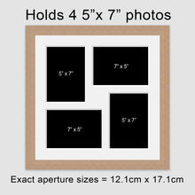 Load image into Gallery viewer, Multi Photo Picture Frame Holds 4 5&quot;x7&quot; Photos in an Oak Veneer Frame - Multi Photo Frames
